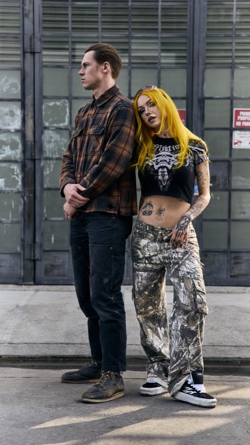Mikey Pavelic — streetwear campaign outside an industrial warehouse