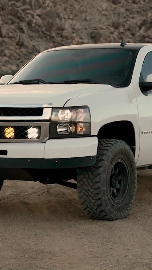 Pivotal Media — lifted Silverado in the desert