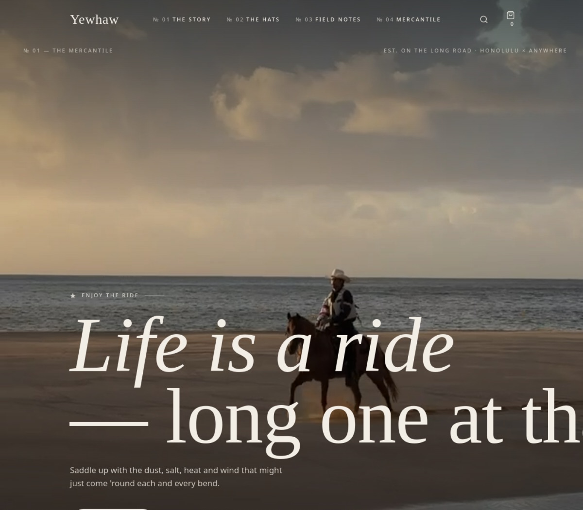 Yewhaw website — cinematic hat mercantile